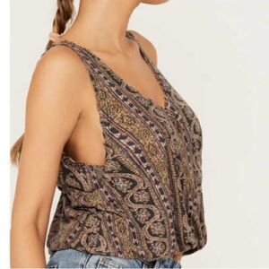 We the Free Women's Your Twisted Crop Tank Multicolor Brown Black Top New medium